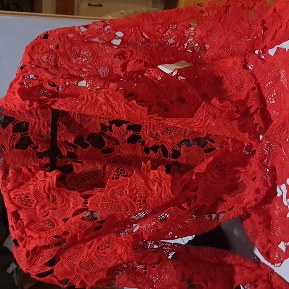 Red lace sexy short set - Picture 3 of 5